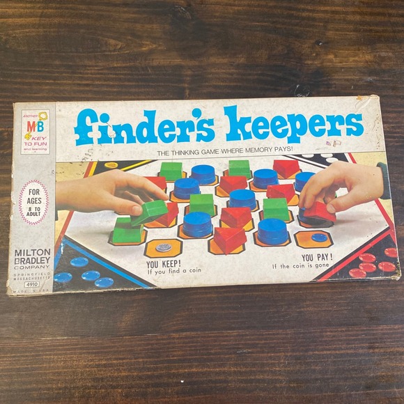 Milton Bradley Other - Vintage 1969 Milton Bradley Finders Keepers Board Game 4910 Memory Strategy